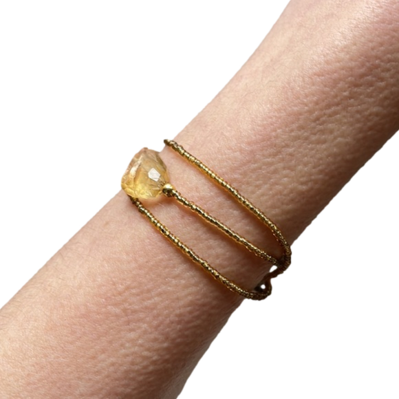 citrine gemstone necklace seed beads necklace - Picture 3 of 16